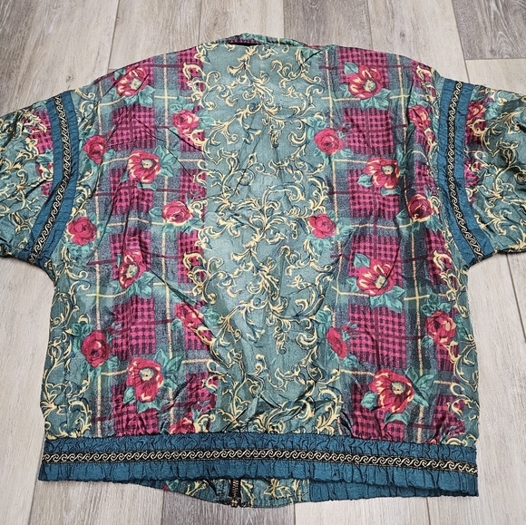 Westbound Sport Vintage Floral Plaid Windbreaker Track Jacket Women's Large - Picture 8 of 9